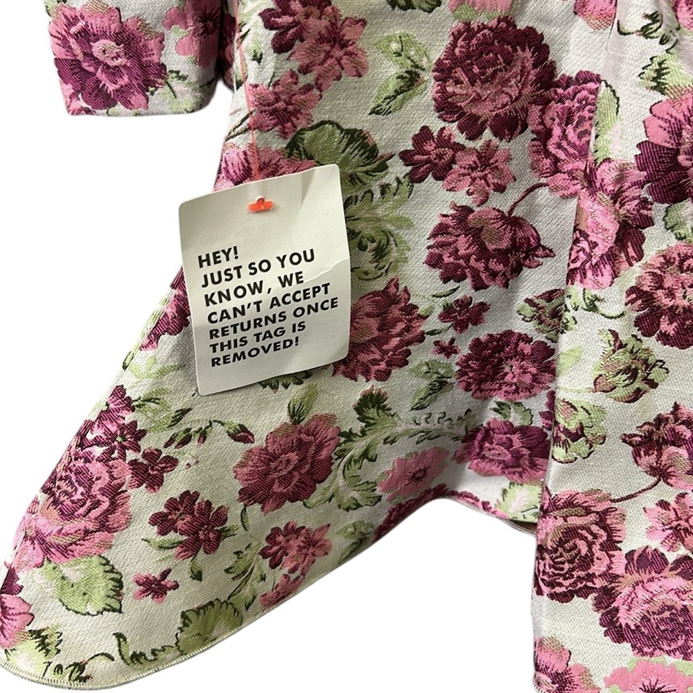 Asos Luxe Keyhole Cut Out Floral jacquard High Neck Long Sleeve Mini Dress Sz 6 - Picture 12 of 14